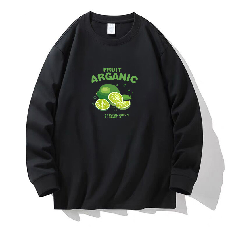 100% algodón pesado de alta calidad 230g de otoño camiseta de manga larga de cuello redondo negro camiseta de base suelta camiseta de mujer