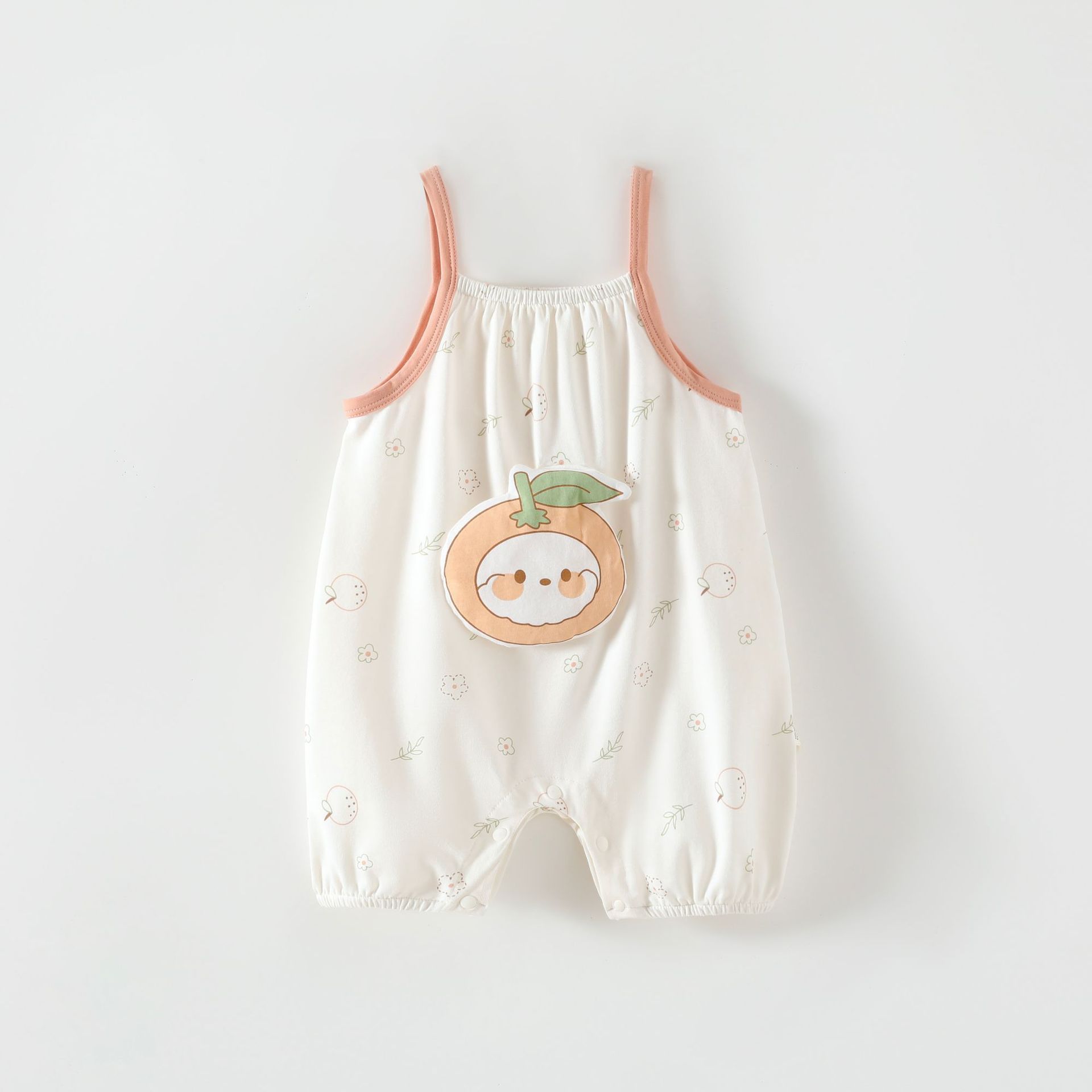 Soft and cute orange-sling one-piece