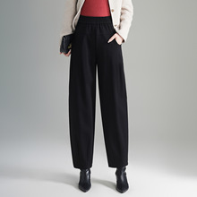 松紧腰宽松哈伦裤女2025年秋冬季新款高腰宽松休闲直筒裤烟管裤