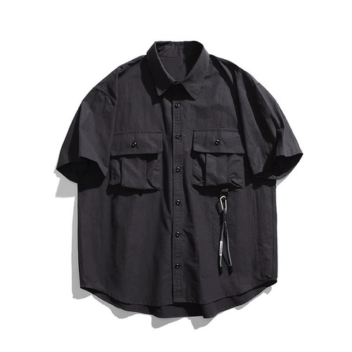 Japanese Retro Workwear Short-Sleeve Shirt for Men 2024 Summer Trend Brand Outdoor Casual Versatile Youth T-shirt Jacket