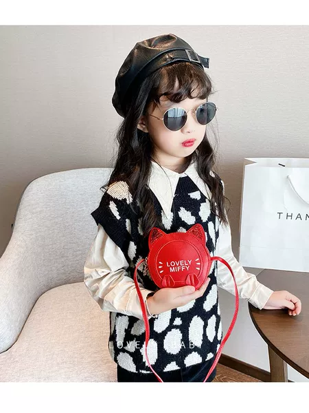 New Kidsren's Bag, Fashionable Cat Bag, Simple Small Backpack, Baby Coin Purse, Pu Crossbody Bag, Girl's Candy Bag