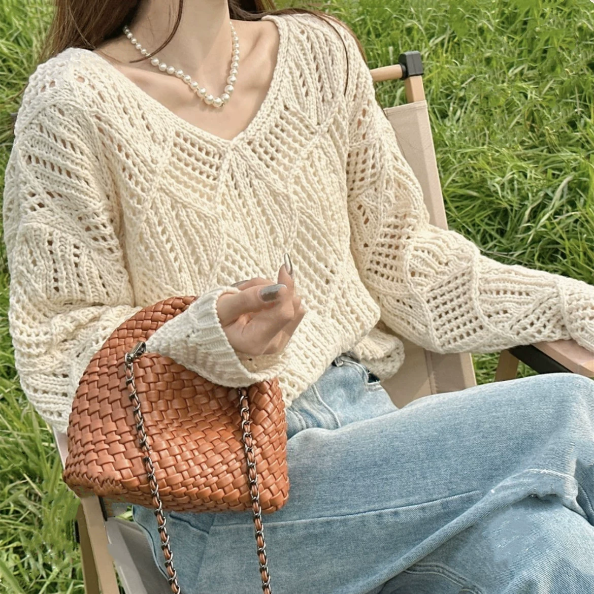 Летние топы 2025 года в корейском стиле, ромбовидные, свободные, ленивый трикотаж, европейский мягкий восковой розовый трикотаж, тонкий женский