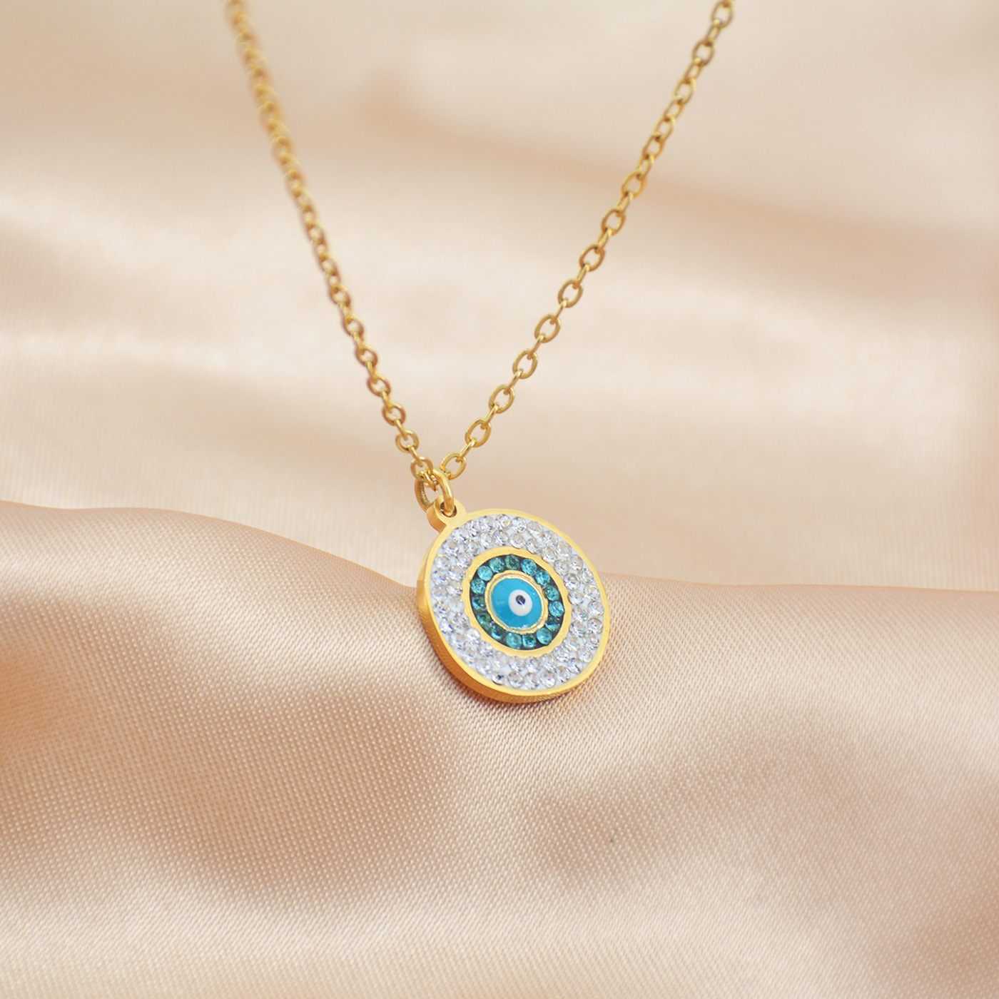 Simple Style Geometric Stainless Steel Titanium Steel Plating Rhinestones Necklace 1 Piece