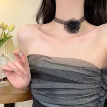 山茶花系列~法式小香风高级氛围感黑白花朵项链颈带百搭choker