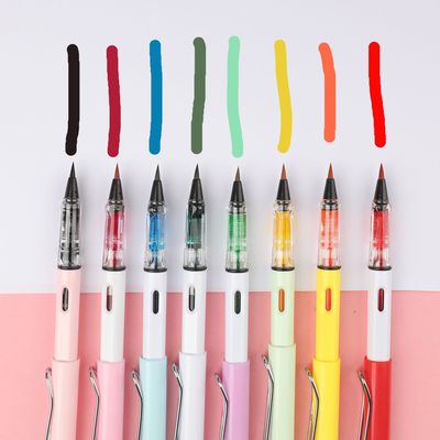 工厂定制钢笔式毛笔学生绘画彩色仿狼毫软毛笔秀丽笔可加墨囊墨水