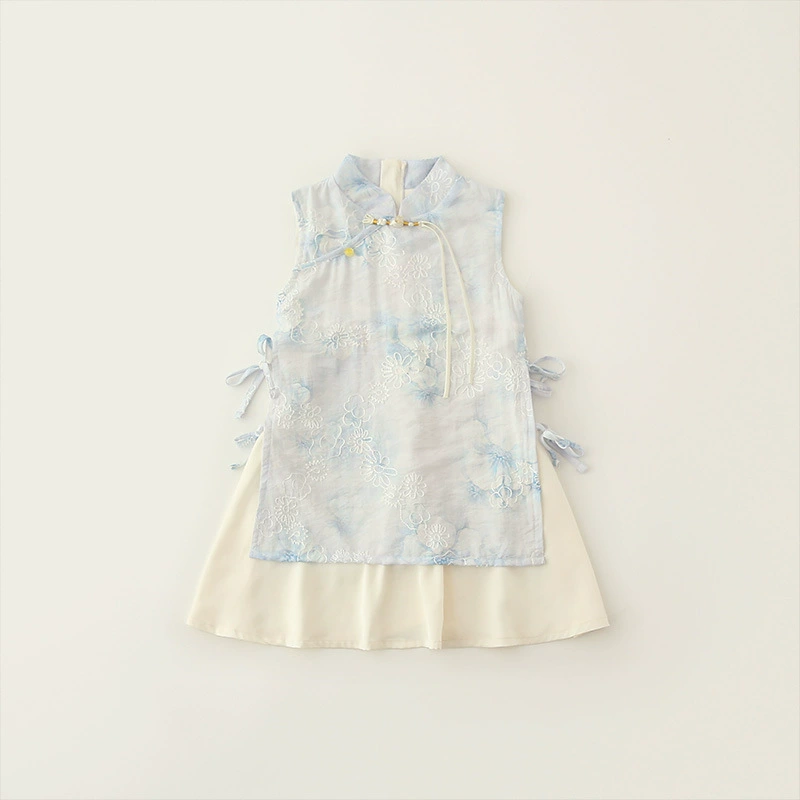 Летняя детская одежда для девочек без рукавов Новая Китайская Республика Платье Чонсам