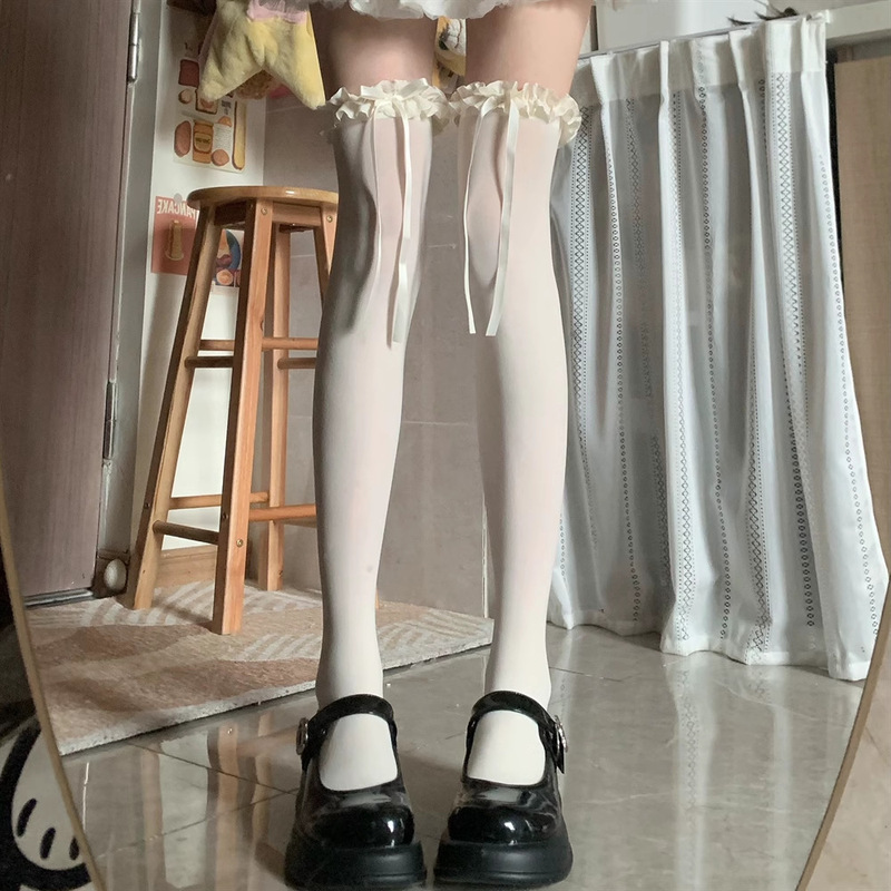 Over-The-Knee Socks, Summer Lace Bow, Mid-Calf, Cute Socks, Long Thighs, Slimming Stockings, Stockings Over-The-Knee Socks, Summer Lace Bow, Mid-Calf, Cute Socks, Long Thighs, Slimming Stockings, Stockings