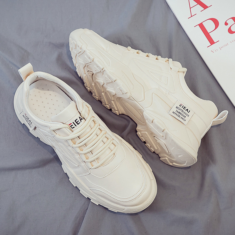 2022 New Men's Shoes Autumn Men's Deodorant Sports and Leisure Versatile White Men's Leather Shoes Heightening Dad Trendy Shoes