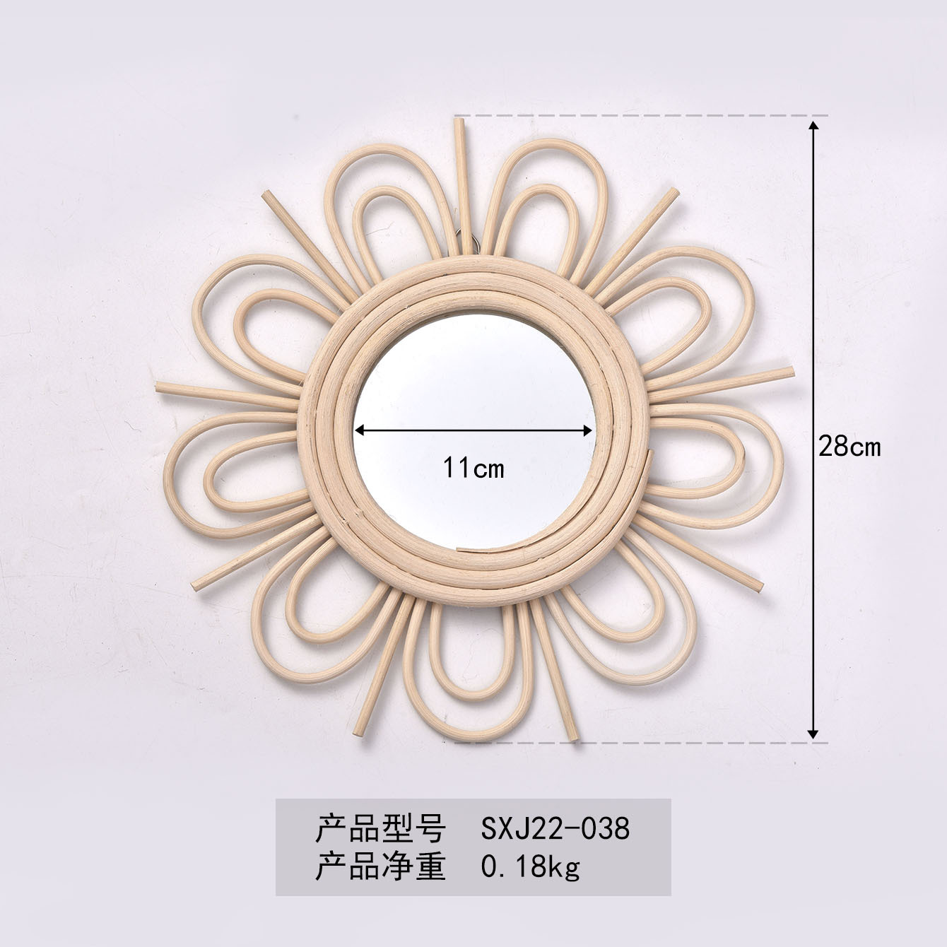 Espejo de ratán nórdico cama y desayuno pared colgante vestidor espejo tejido a mano fotografía arte tiro espejo decorativo