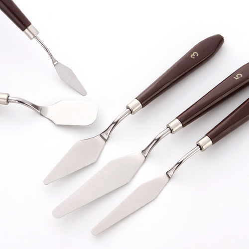 Plastic handle palette knife stainless steel oil painting scraper acrylic gouache paint pick knife color mixing scraper factory direct sale