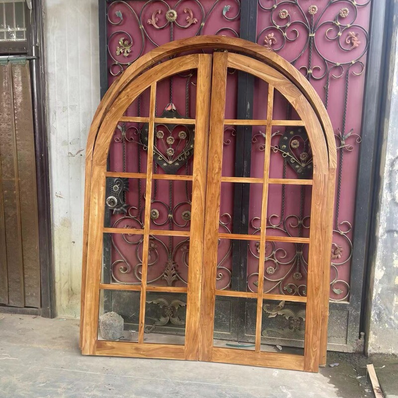 Retro Old Elm Arch Door Cafe Clothing Store Entrance Door French Bar Homestay Solid Wood Door