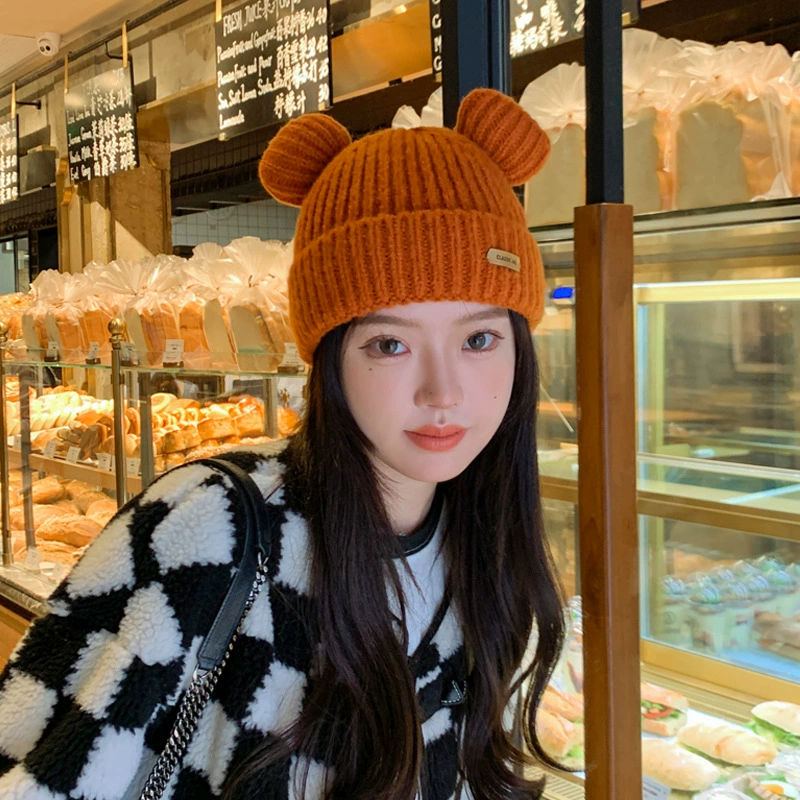 Woolen warm demi-season Japanese cute knitted hat