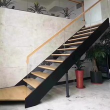 室内玻璃楼梯别墅设计家用简约现代复式阁楼跃层钢结构双梁楼梯