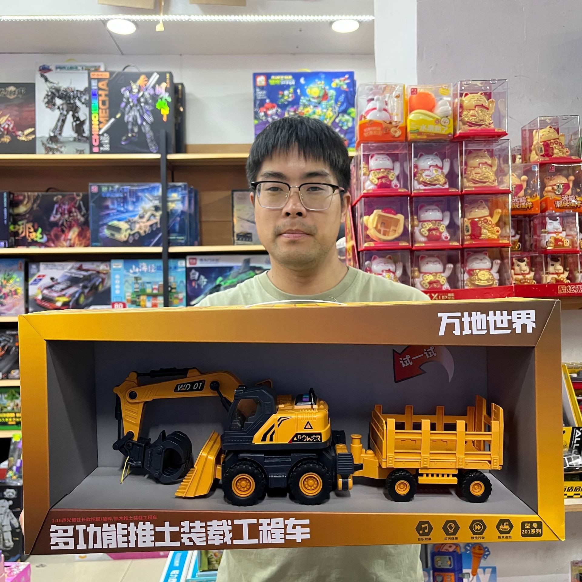 Wandi World Electric Sand Transportation Belt Ingeniería Vehículo acústico y óptico Porta abierta Vehículo de transporte de inercia juguetes regalos al por mayor