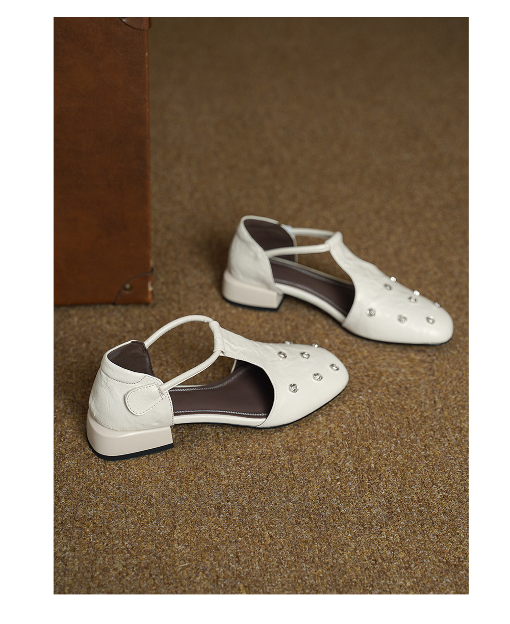 Sandal nữ quai ngang gót vuông ổn định, mũi kín, quai chữ T, form rộng cỡ lớn 33–42 — đen chi tiết 12