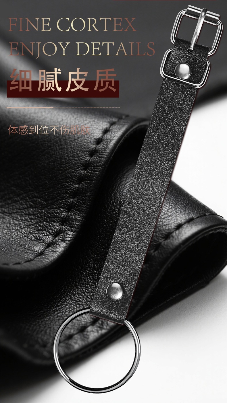 Jiuai SM Leather Nipple Clamps Adult Bondage Training Set in Black PU — detail image 8