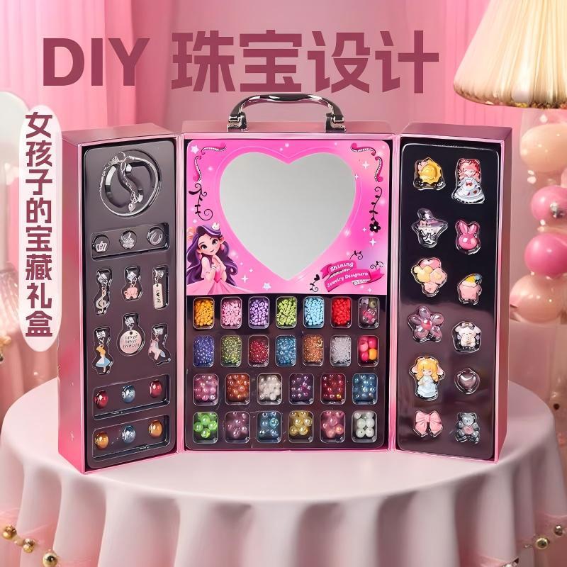 Juguetes de bricolaje hechos a mano con cuentas para niños princesa con joyas caja de regalo para niñas caja de video regalo de cumpleaños transfronterizo