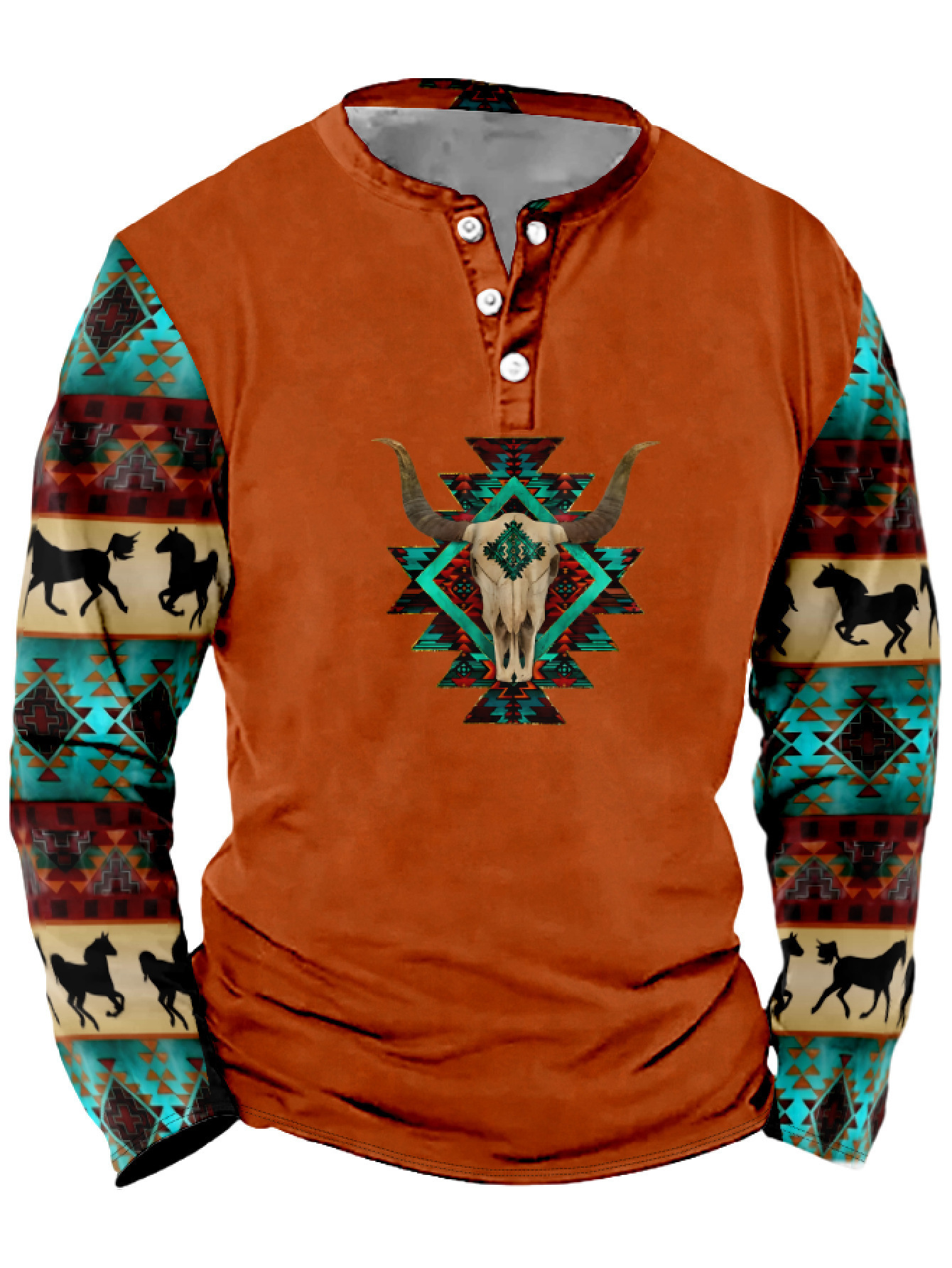Summer Men's Digital Print 3-Button Henley Trendy Casual T-Shirt_viptrois.com