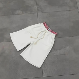 23007 Cross-Border Aliexpress New Street Double Waistband Splicing Sweatpants Hip-Hop Casual Embroidered Sports Pants Shorts
