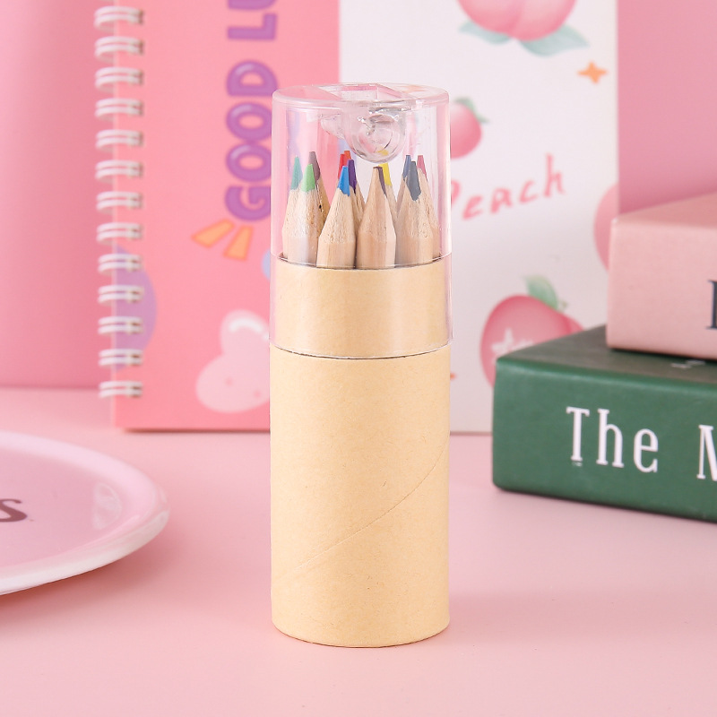 Transfronterizos 12 lápiz de color lápiz de madera con lápiz de lápiz de papel de escritorio estudiantes DIY relleno de graffiti pincel