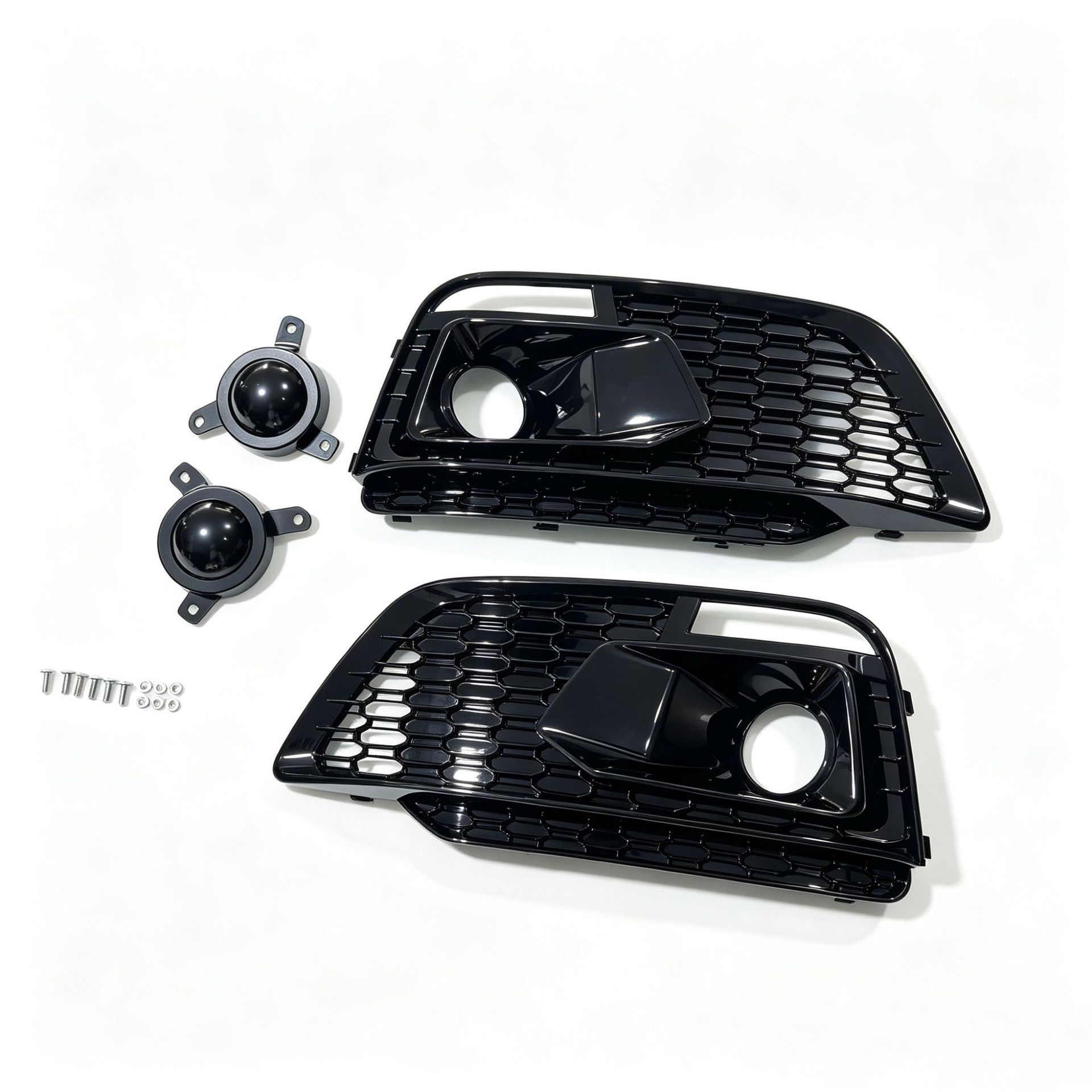 Suitable for 2018 2019 2020 Audi Q5 Fy Fog Light Grille Honeycomb Mesh Glossy Black Sline Adaptation