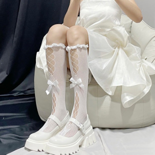 Japanese Lace Pure Lace Mid-length Socks Cute Girl Two-way Bowknot Socks Cuff Socks Lolita Socks Women