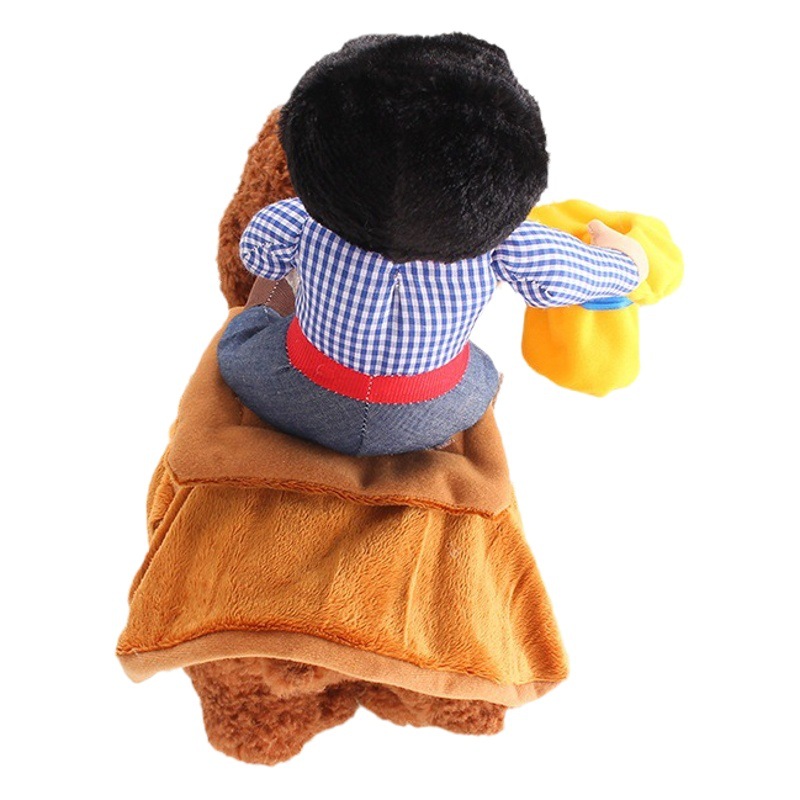 Mascota caballo transformación ropa para mascotas suministros ropa diaria perro de dibujos animados Denim Knight ropa