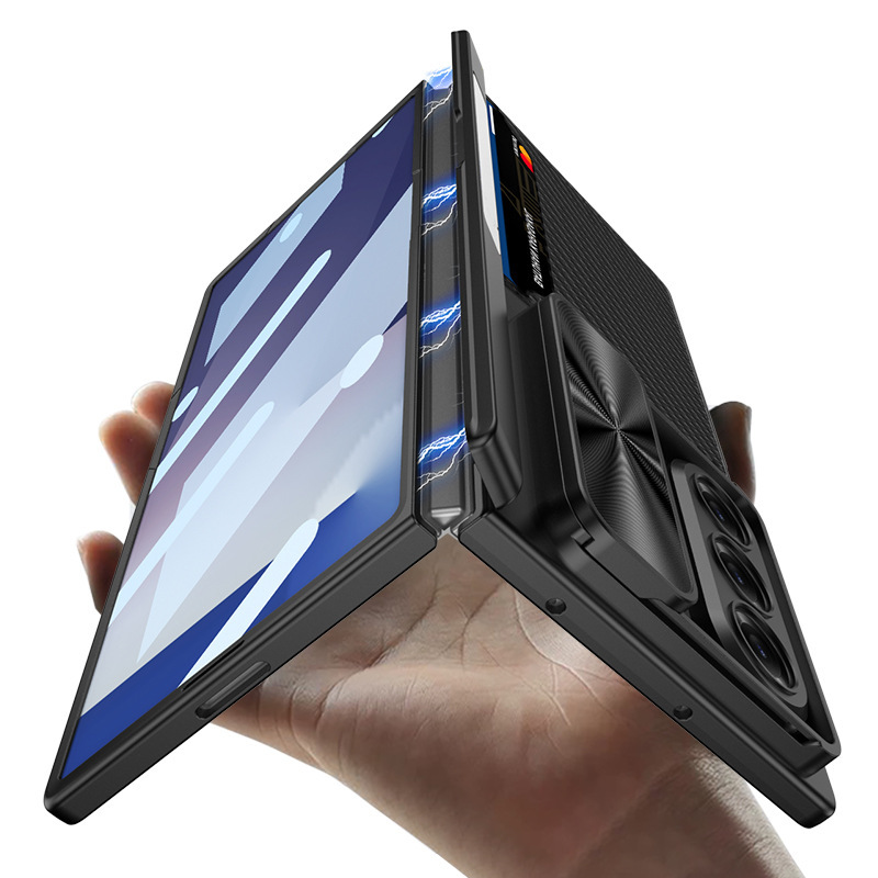 适用三星z fold7全包手机壳磁吸支架壳膜一体推窗卡包防摔保护壳|undefined