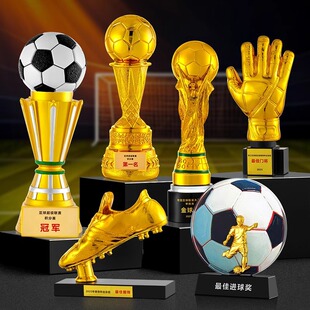 New Metal Resin Crystal Football Trophy Customized Sports Meeting Golden Boot Award Shooter Player Goalkeeper