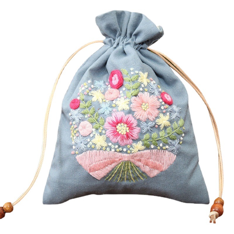 Jinhao bordado hecho a mano material de bricolaje bolsa Cordón portátil Lu bordado cosmético bolsa no Cruz puntada bolsa de almacenamiento