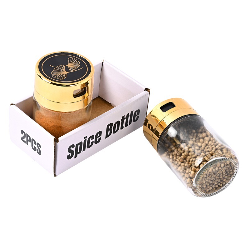 Venta caliente transfronteriza cocina de acero inoxidable Luz de lujo de vidrio condimento tarro traje hogar sellado de vidrio condimento tarro al por mayor