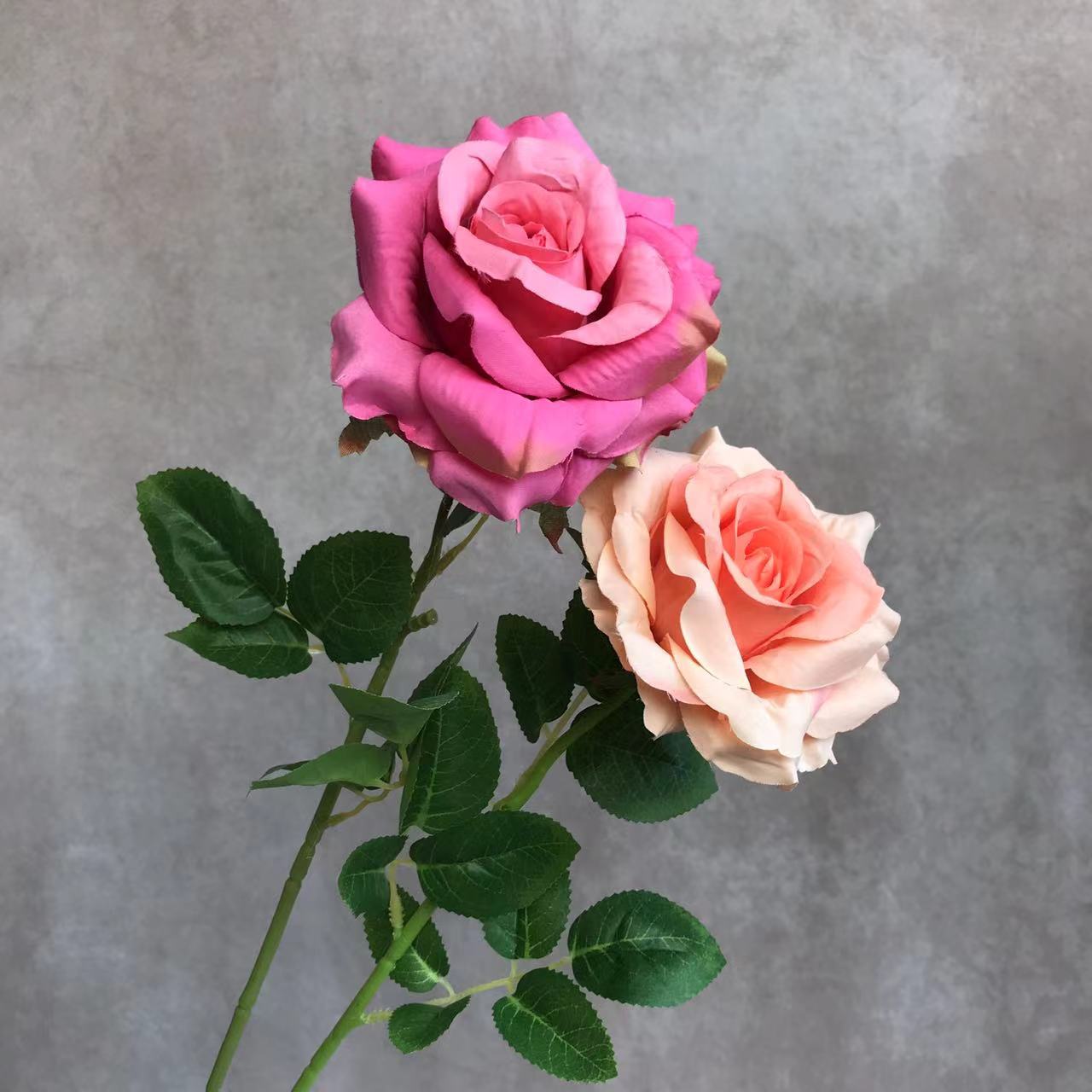单枝凤艳玫瑰仿真花磨毛布 外贸高档玫瑰花 婚庆花材手捧花玫瑰假