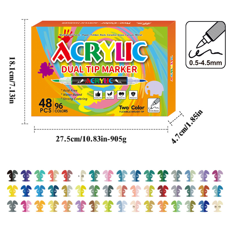 双頭 2 色ストレート液体アクリルマーカーセット学生アート絵画ペン塗装落書きペンセット卸売|undefined