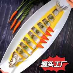 長方形大型魚皿 ホテルレストラン用 長魚皿 高級食器 新年メラミン蒸し魚皿 大晦日の食事の必需品