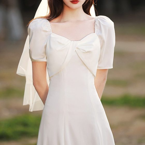 White Dress 2024 New Spring License Registration Birthday Party Dress Daily Travel Photography Dress