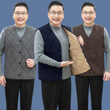 中老年人棉马甲男秋冬加绒加厚坎肩爷爷冬装内搭背心男士保暖马夹
