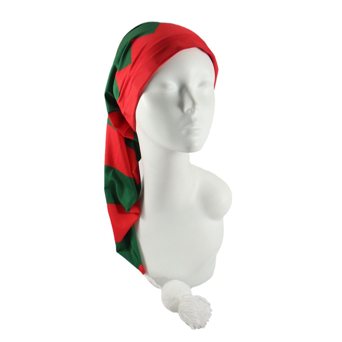 Nuovo cappello da mago di Natale più venduto con elasticità regolabile e cappello a coda lunga stampato con cappello di Halloween con palla di pelo bianco_voghion.com
