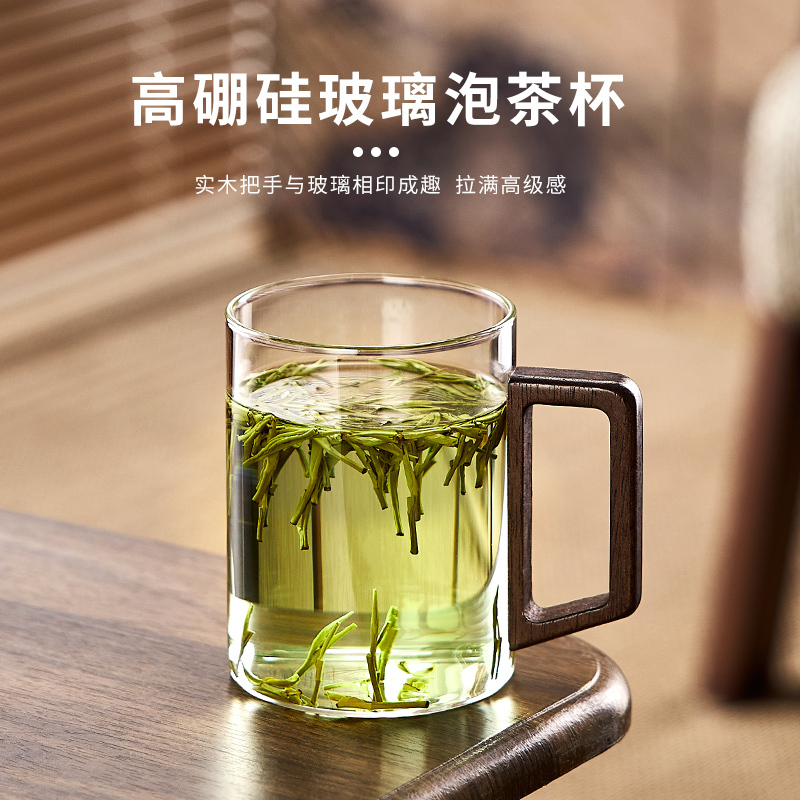Glass Cup Set, High Temperature Resistant Drinking Cup, Green Tea Cup with Handle, Hospitality Cup, Office Tea Water Separation Cup