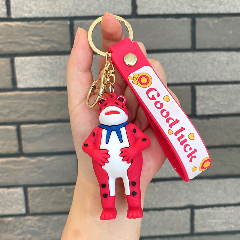 Internet celebridad Rana llavero cabeza cubierta Rana llavero de silicona muñeca coche llavero bolsa adornos pequeño regalo