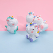 创意可爱卡通立体树脂独角兽公仔手工DIY钥匙扣挂件配饰外贸批发