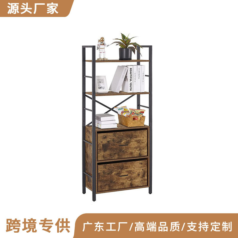Living Room Simple Wrought Iron Bookshelf Storage Rack Drawer-type Locker Combination Display Rack Cross-border Exclusive
