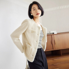 小香风粗花呢短款外套女春秋季新款高级感优雅气质通勤外穿女上衣