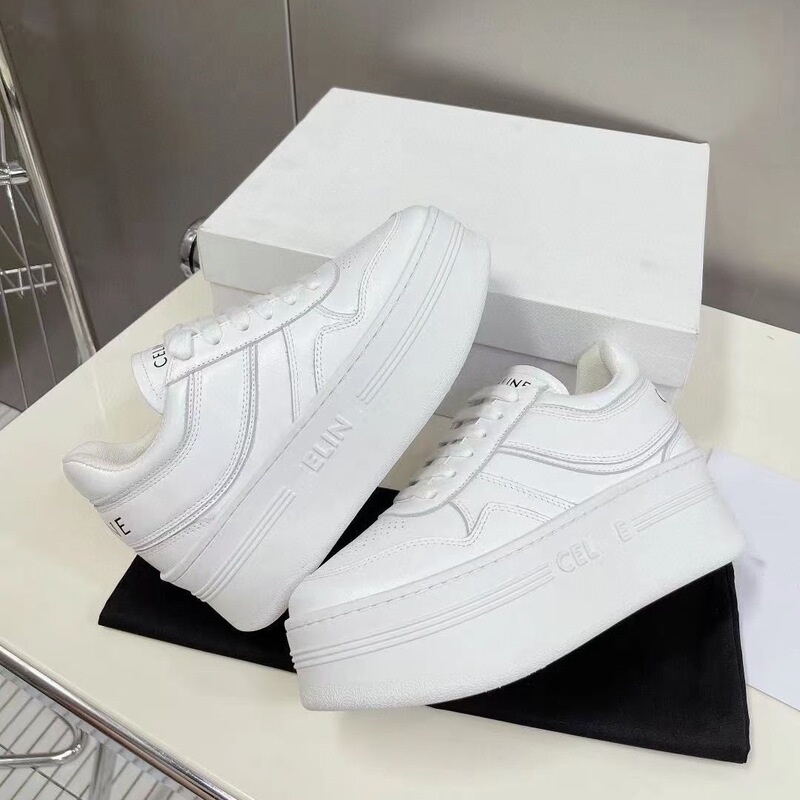 Foreign Trade Arc De Triomphe Thick-Soled White Shoes for Women Celi* Genuine Leather Height-Increasing Platform Shoes Versatile Sports Casual Dad Shoes