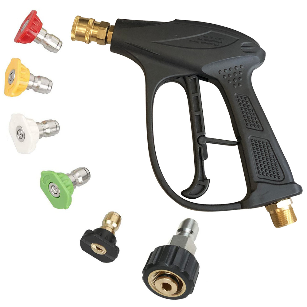 跨境新款高压清洗机纯铜阀芯洗车清洗水枪 洗车水枪头活接快插M22