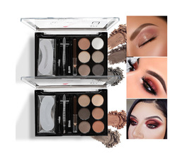 Cross-border new 6-color brow powder with brow pencil, brow stickers, brush makeup tools set, color cosmetics wholesale