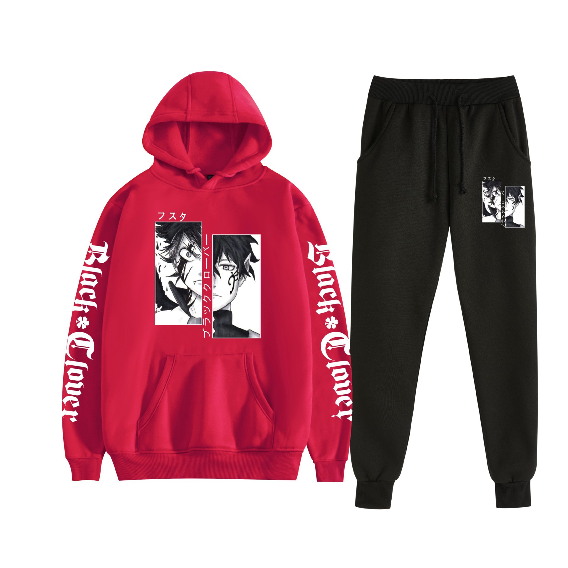 Comercio exterior nuevo estilo riman black trébol de cuatro hojas-Black Clover suéter con capucha corsés traje de dos piezas