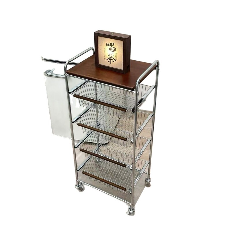 中古風金属棚多層収納棚リビングキッチンスナック棚移動式カート棚|undefined