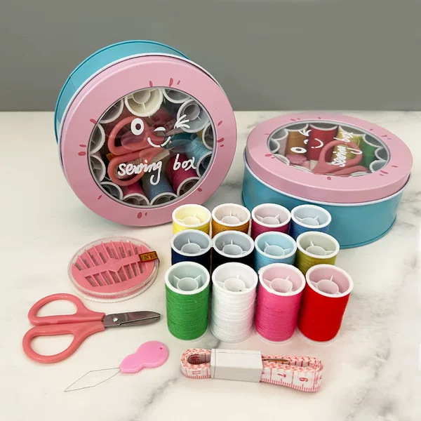 Factory Direct sewing box round iron box suit home sewing tools household student sewing suit storage box