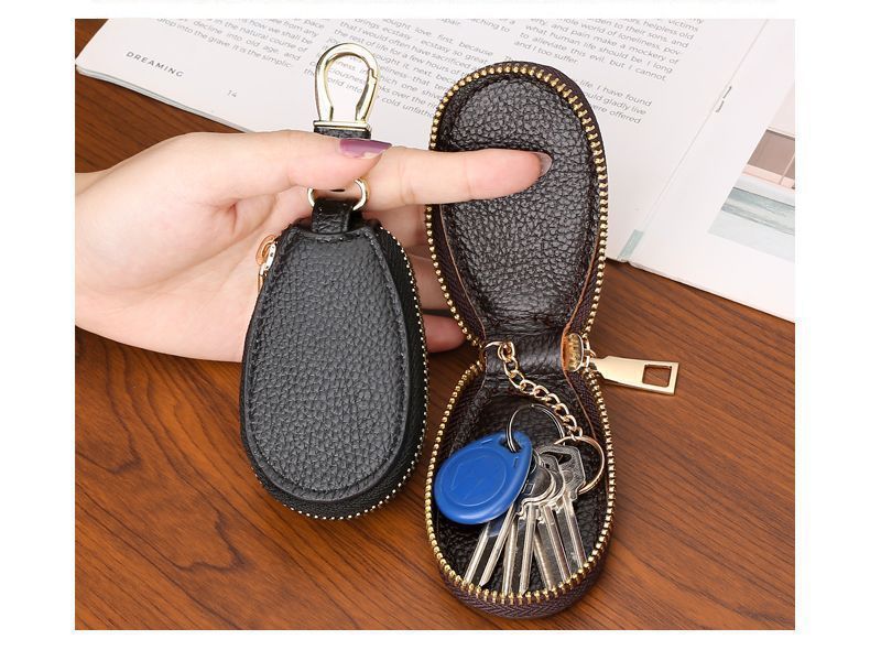 Litchi Pattern Car Key Bag, Unisex Car Key Storage Bag, Creative, Fashionable and Simple Keychain Pendant