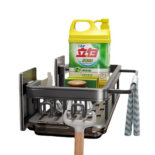 Kitchen rack wall-mounted spice rack multi-functional rag storage sink faucet drain basket